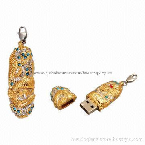 Diamond USB Flash Drive, Metal, Diamond Housing, 5-year Warranty, USB2.0/3.0